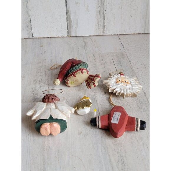 Rustic variety Angel Santa Claus snowman ornament Xmas unique set - Picture 11 of 11